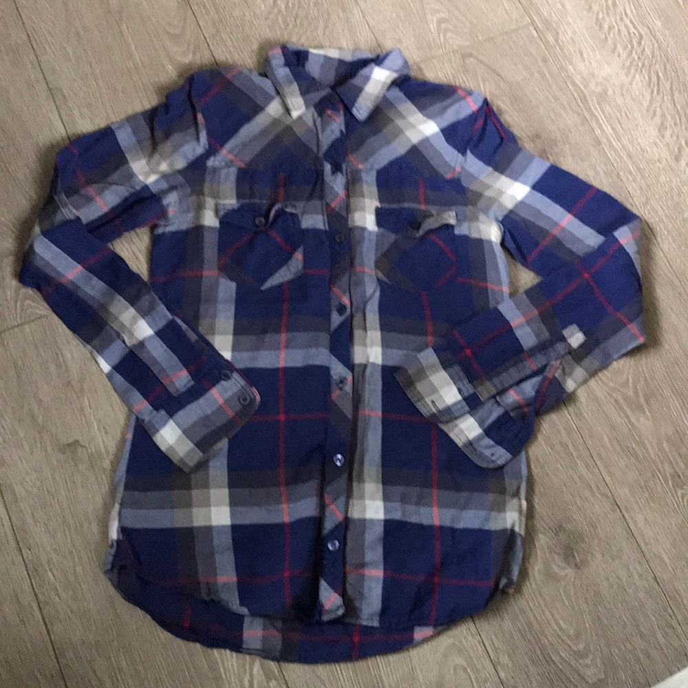 Plaid long sleeve button down